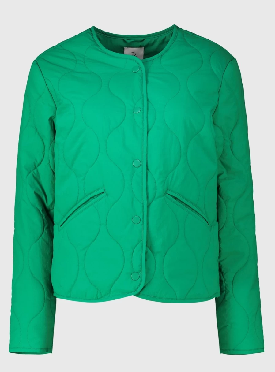 Tu Women's Green Quilted Jacket - Lightweight Stylish Outerwear for Fall and Winter