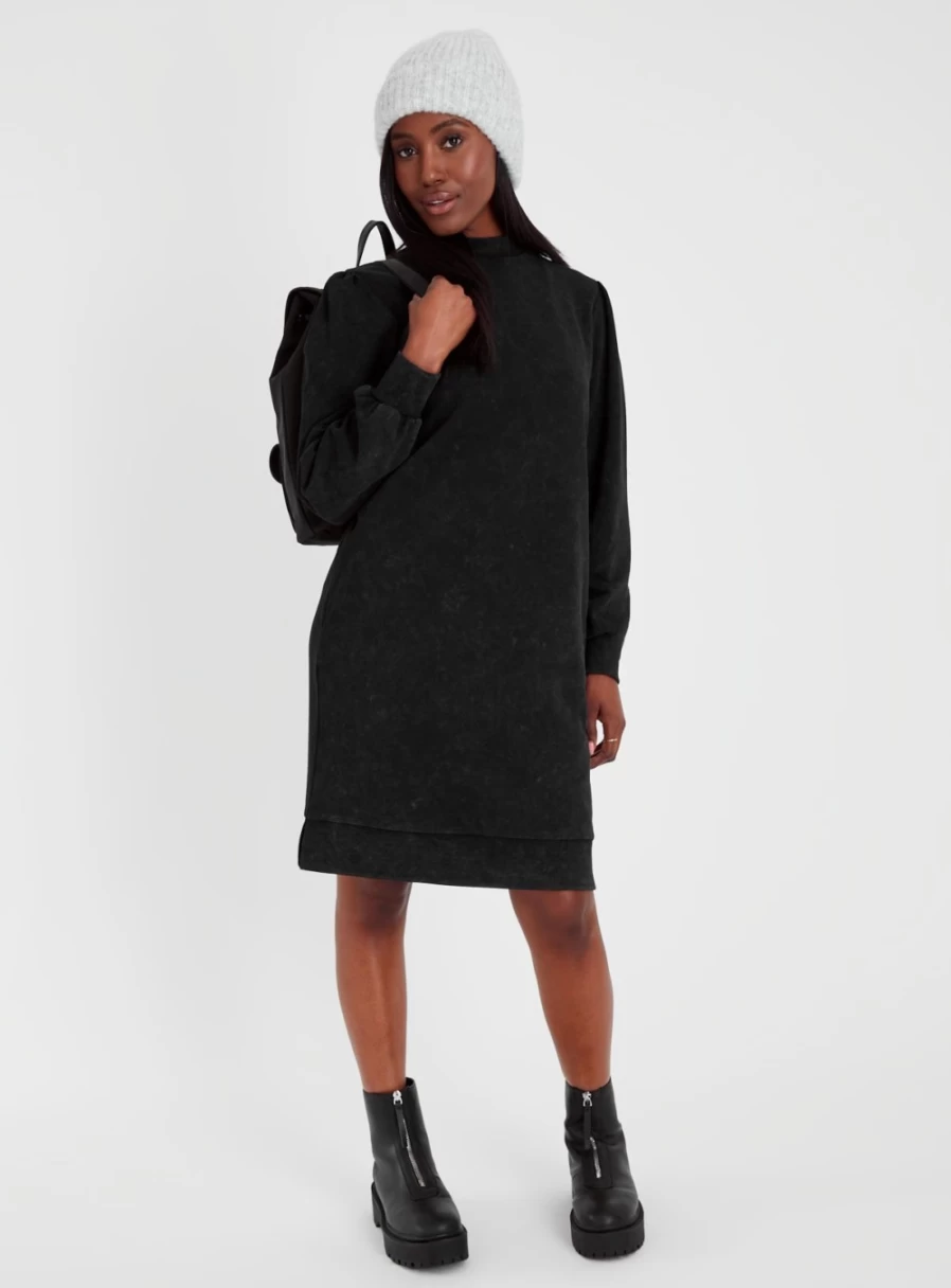 Tu Women's Washed Black Sweat Dress - Comfortable Casual Style 10