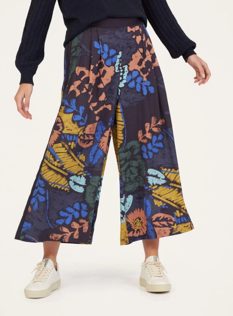 Thought Women's Tencel Crepe Printed Culottes - Sustainable Eco-Friendly Wide Leg Pants