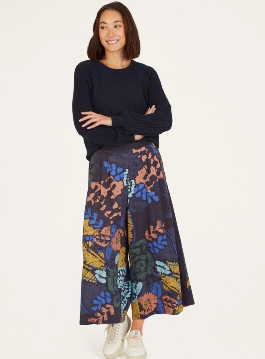 Thought Women's Tencel Crepe Printed Culottes - Sustainable Eco-Friendly Wide Leg Pants