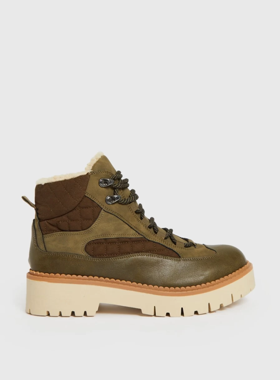 Women's Khaki Hiker Boots by Tu - Outdoor Hiking Ankle Boots for Women