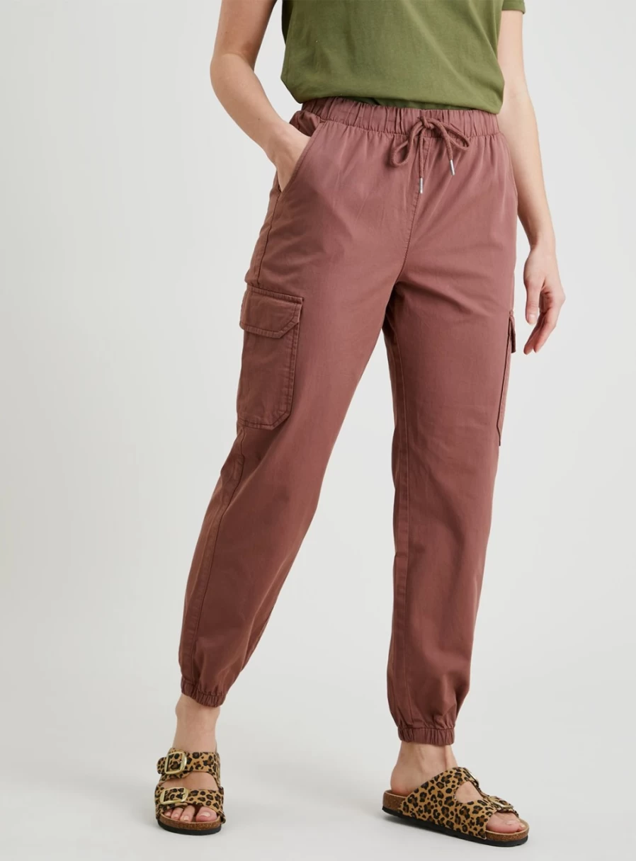 Tu Women's Brown Cargo Joggers - Comfortable Casual Pants for Everyday Wear