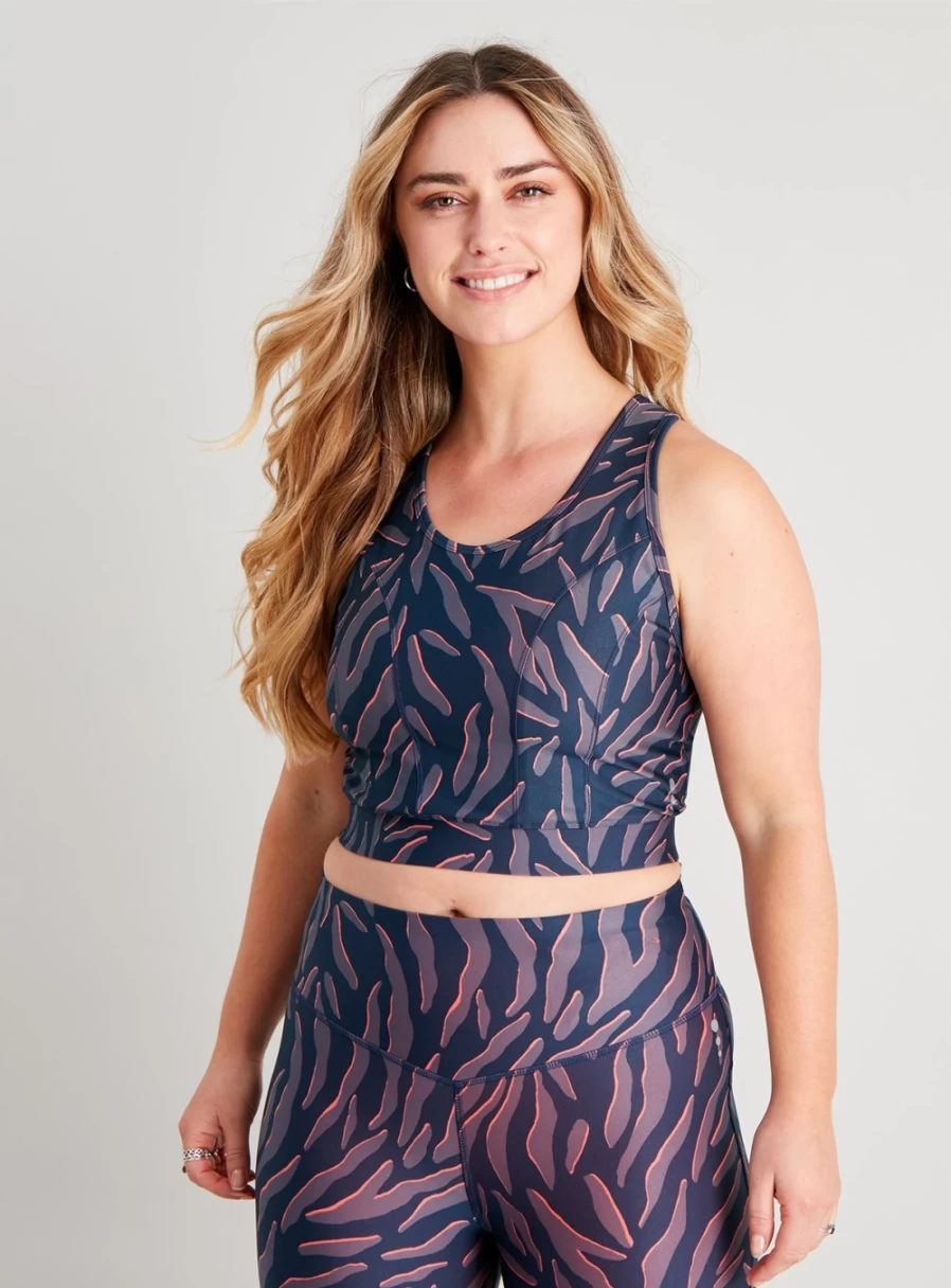 Tu Women's Active Zebra Print Crop Top - Stylish Fitness Tee for Workouts