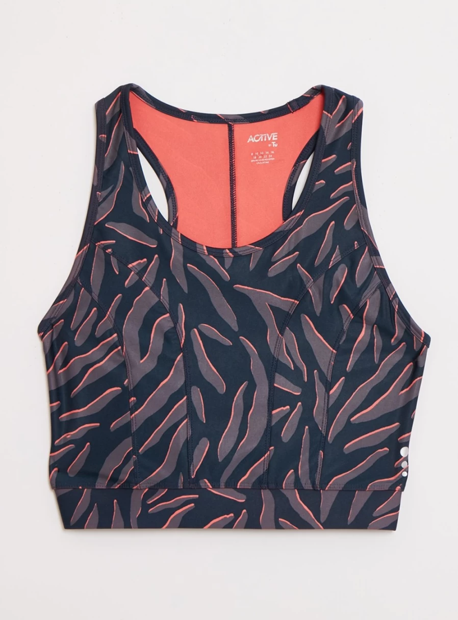 Tu Women's Active Zebra Print Crop Top - Stylish Fitness Tee for Workouts