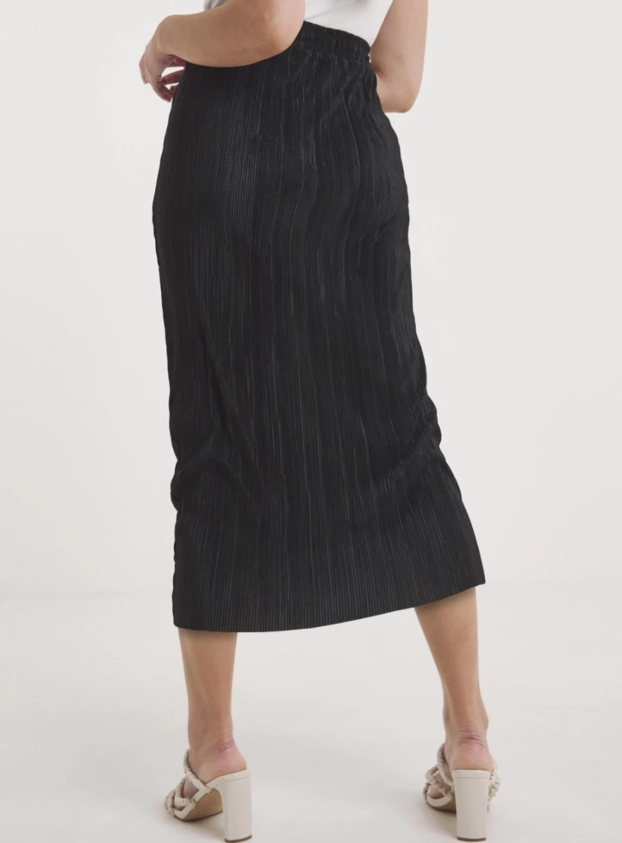 Simply Be Women's Black Plisse Midaxi Tube Skirt - Size 14, Stretchy Comfort Fit