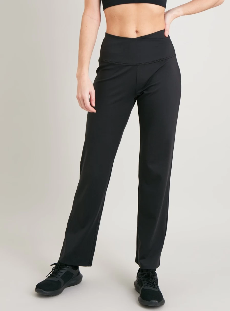 Tu Women's Active Black Wide Leg Yoga Pants - High Waist Comfort Stretch Workout Leggings