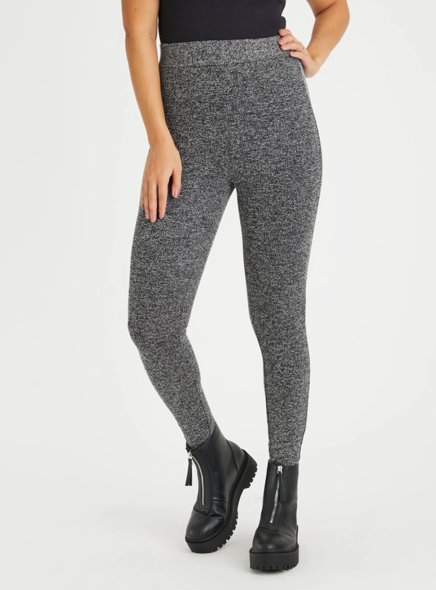 "TU Women's Salt & Pepper Textured Leggings - High Waisted Stretchy Yoga Pants for Workouts"