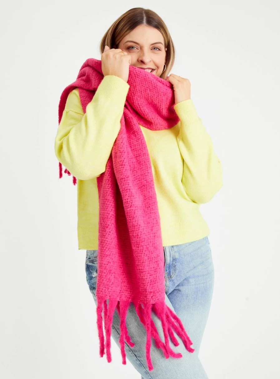 Tu Women's Bright Pink Chunky Chenille Scarf - Soft Oversized Winter Wrap One Size