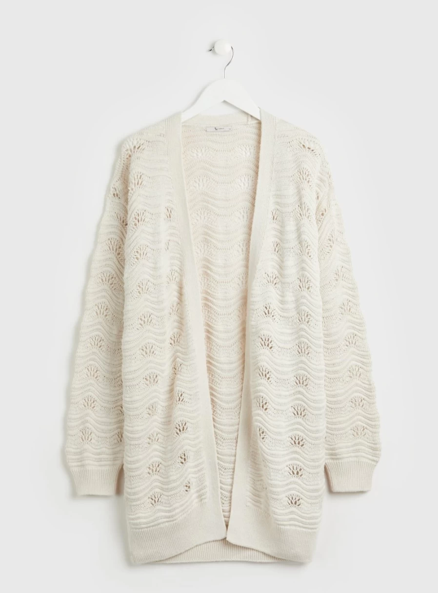 Tu Women's Cream Wave Stitch Cardigan - Cozy Knit Sweater 20