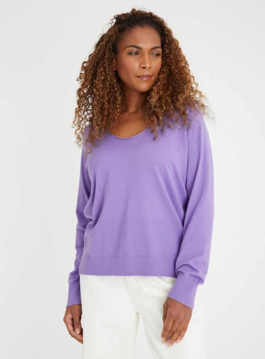 Tu Women's Purple V-Neck Soft Touch Jumper - Comfortable Knit Sweater Size 16