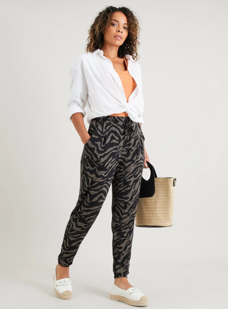 Tu Women's Animal Print Drapey Trousers - Stylish 8L Flowy Lounge Pants for Women