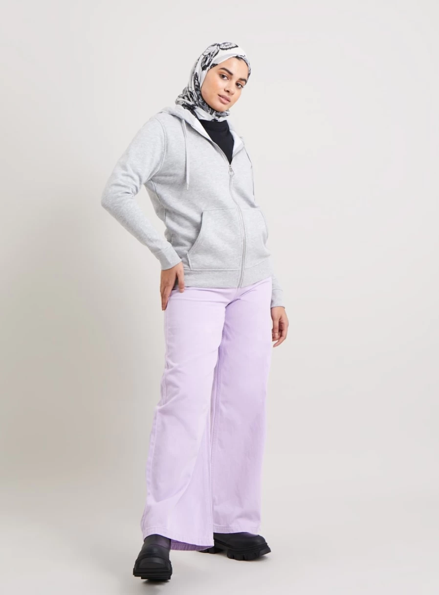 Tu Women's Grey Marl Zip-Up Hoodie - Lightweight Casual Pullover Fleece Jacket