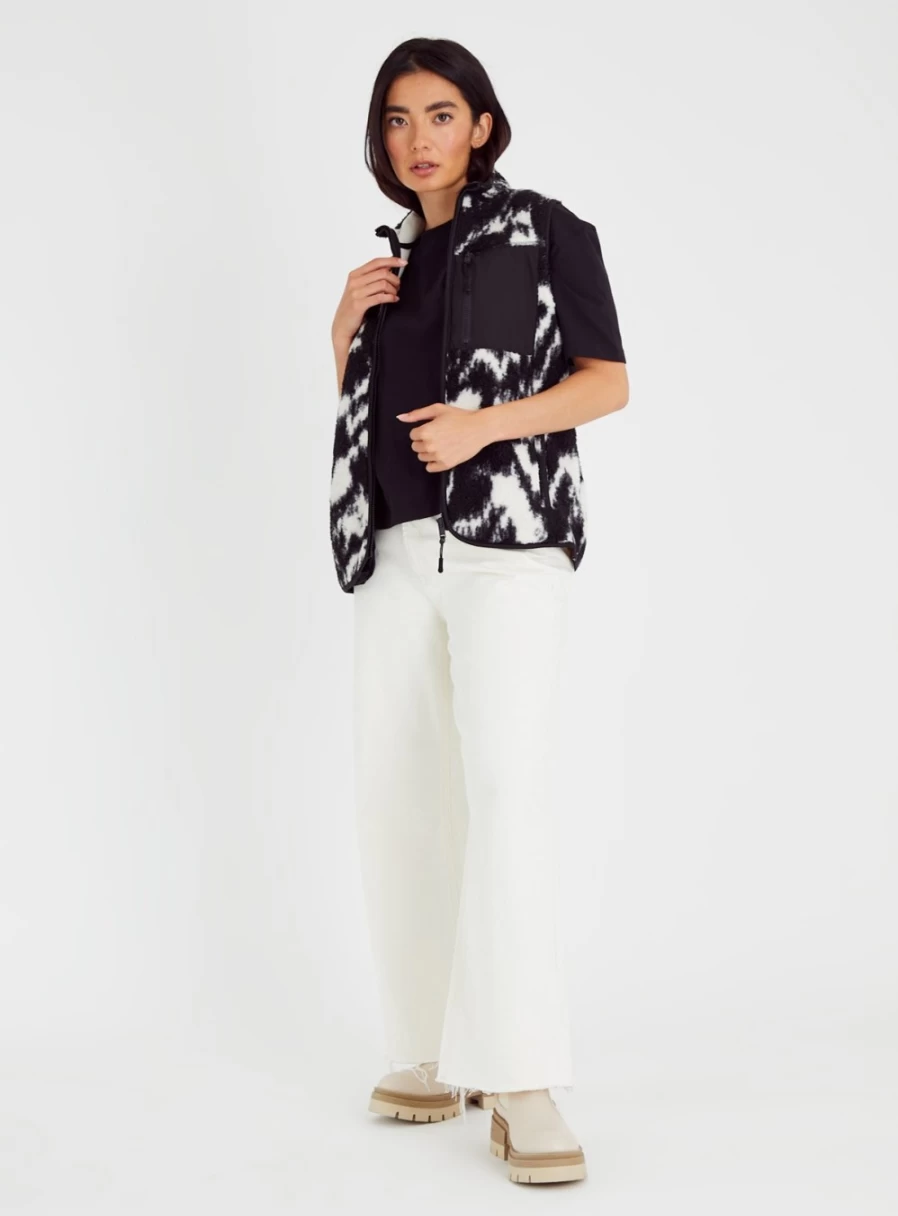 Tu Women's Monochrome Borg Print Gilet - Stylish Quilted Sleeveless Jacket, Size 16