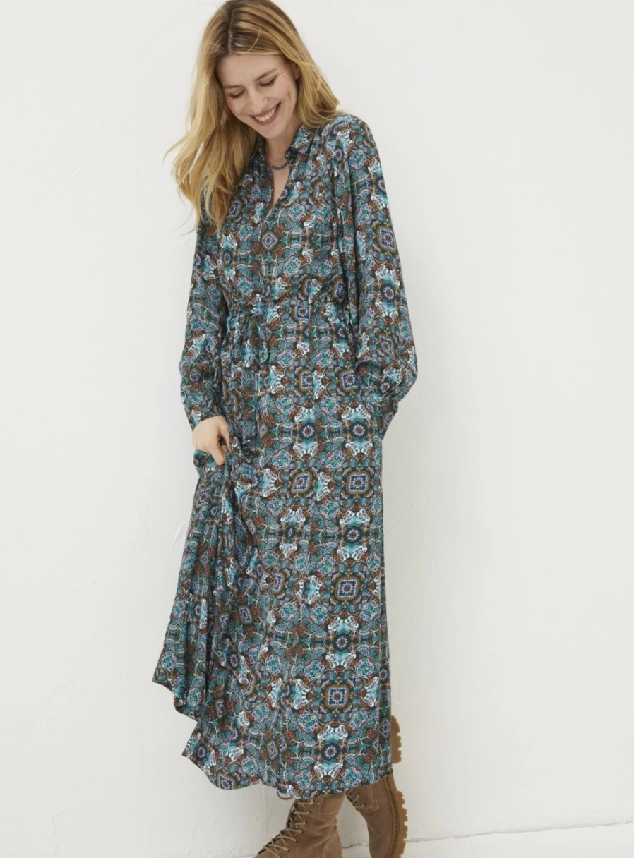 FatFace Women's Swinley Floral Print Midi Dress with Mirror Detail - Size 22