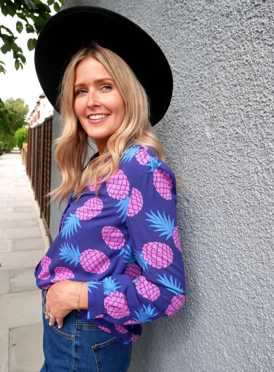 Women's Anorak Pineapple Print Nicky Long Sleeve Shirt - Stylish Casual Top