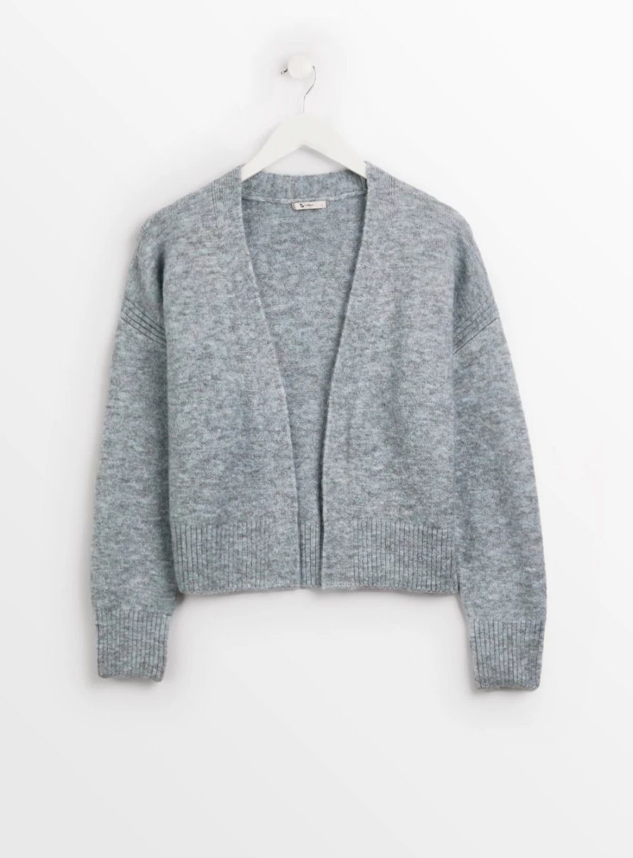 Tu Women's Grey Open Front Cardigan S - Lightweight Knit Sweater Casual Long Sleeve Cover Up