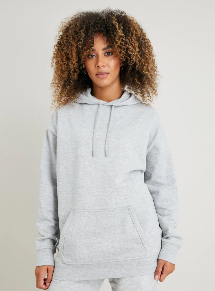"Tu Women's Grey Oversized Hoodie - XL Cozy Casual Pullover Sweatshirt"