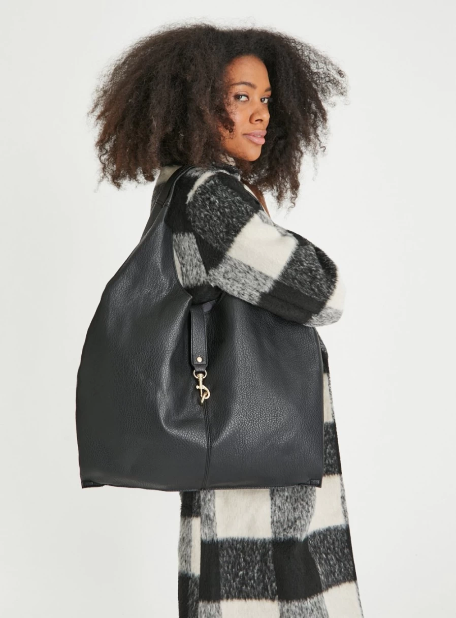 TU Women's Black Slouchy Tote Bag - Stylish Oversized Handbag for Everyday Use