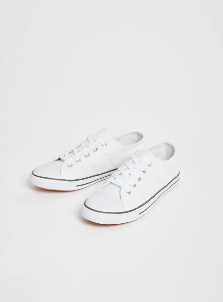 Tu Women's White Canvas Eyelet Trainers - Size 7 Comfortable Casual Sneakers