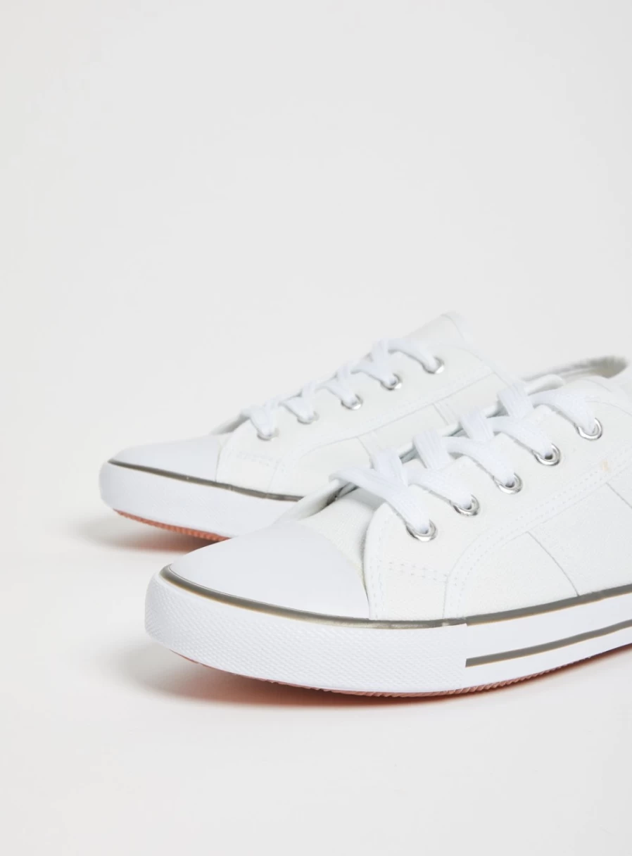 Tu Women's White Canvas Eyelet Trainers - Size 7 Comfortable Casual Sneakers