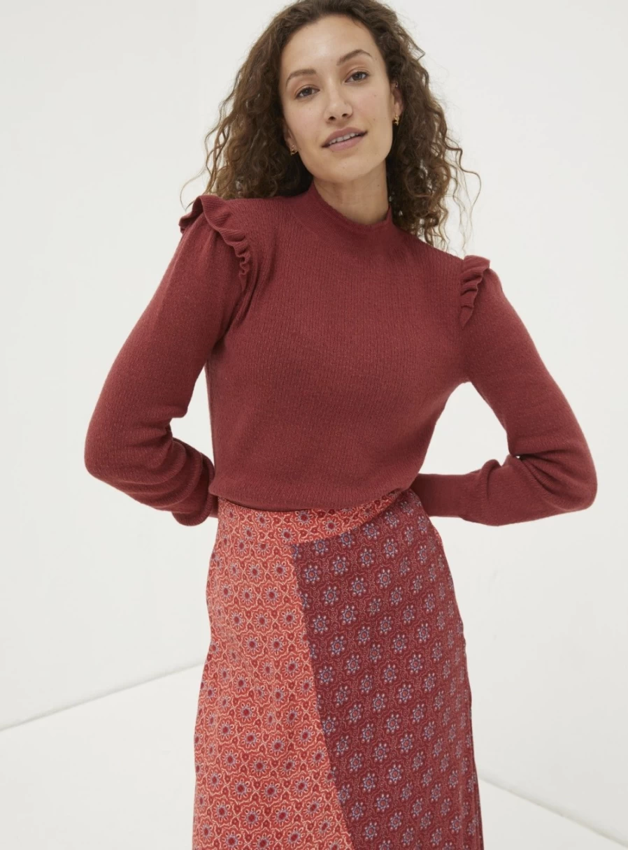 FatFace Women's Fiona Frill Jumper - Stylish Knit Sweater Size 18