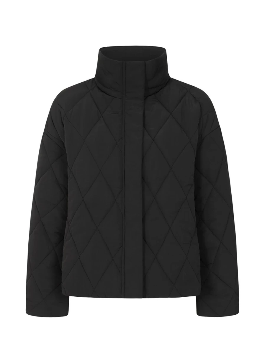 Vogue Williams Women's Black Puffer Jacket - Winter Coat with Stylish Quilted Design