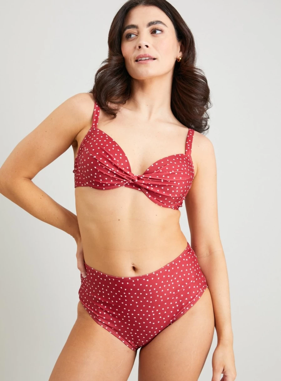 Tu Women's Dark Red Polka Dot Bikini Bottoms - Size 16 Family Swimwear