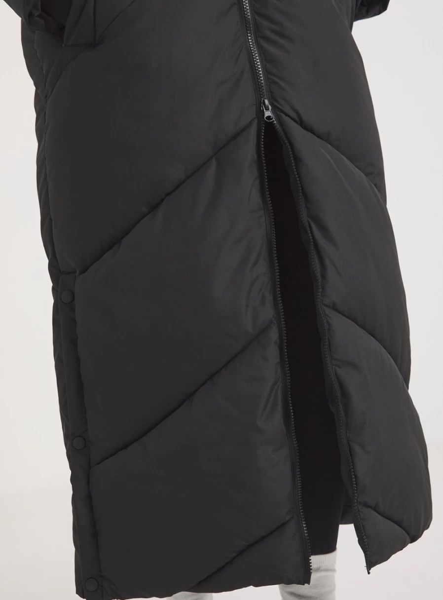 Simply Be Women's Black Chevron Quilted Maxi Coat - Size 10 Winter Padded Long Coat