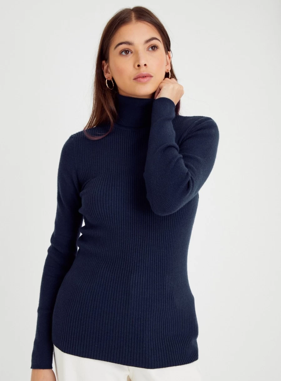 Tu Women's Navy Roll Neck Jumper - Soft Knit Winter Sweater 12