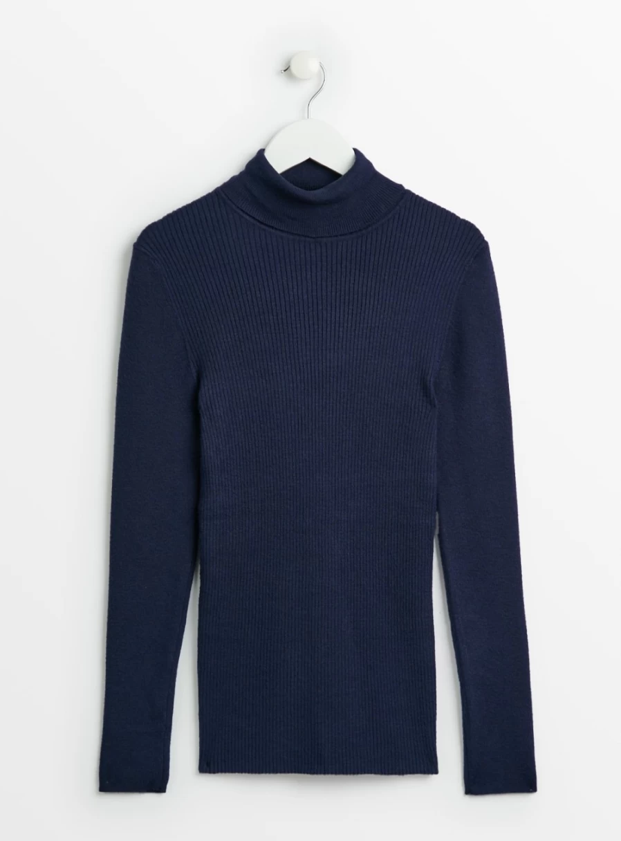 Tu Women's Navy Roll Neck Jumper - Soft Knit Winter Sweater 12