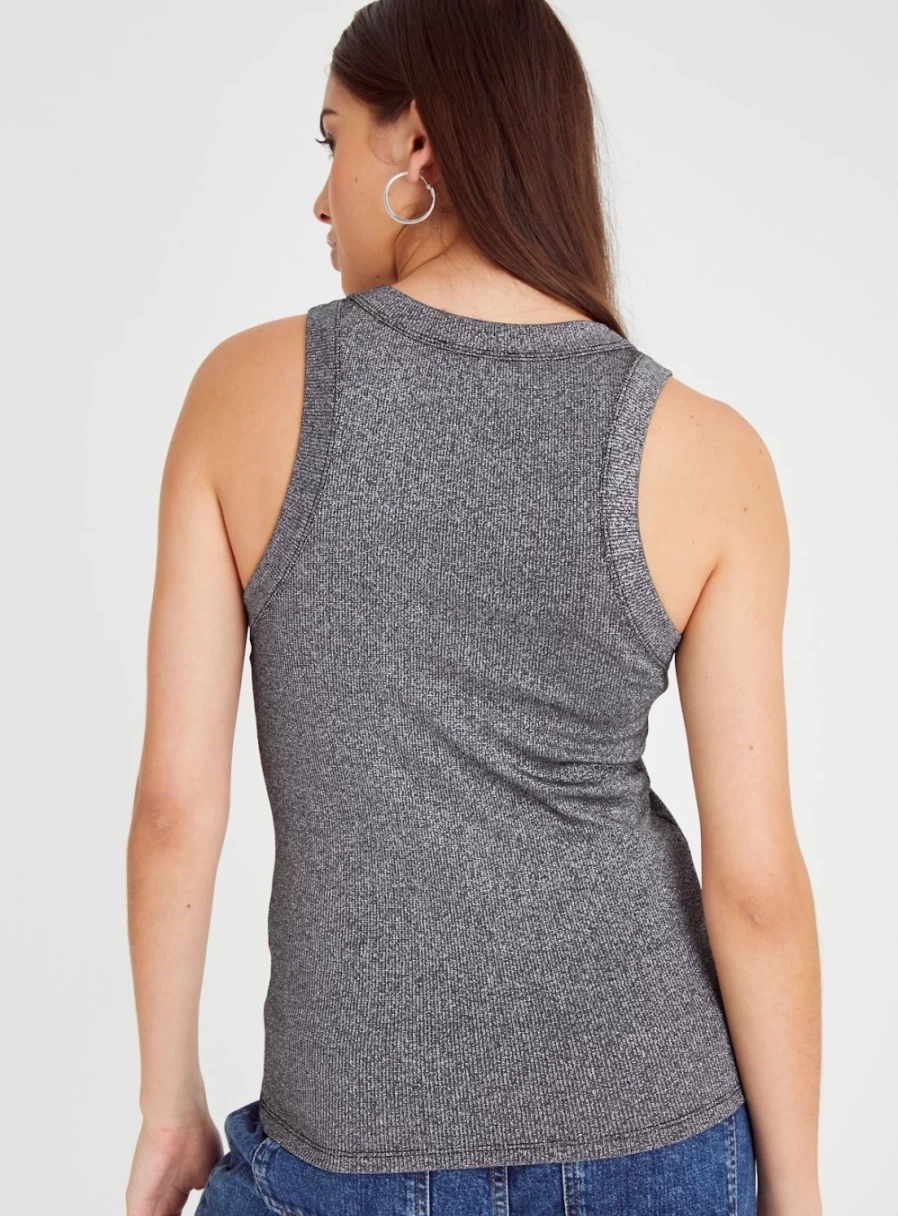 Tu Women's Charcoal Sparkle Vest Top - Stylish Sequin Embellished Casual Wear