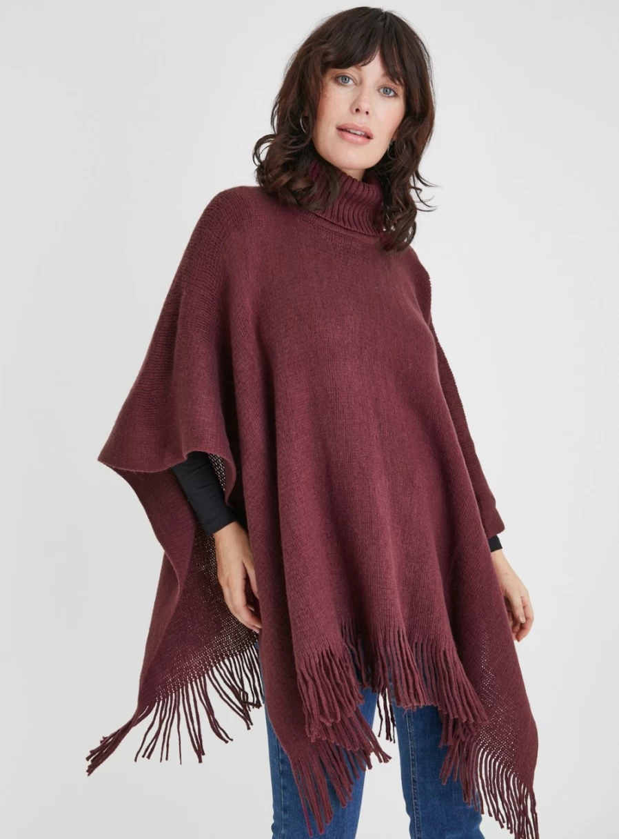 Tu Women's Plum Super Soft Poncho - One Size Cozy Knit Cape for Fall & Winter