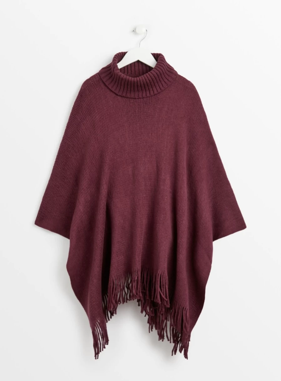 Tu Women's Plum Super Soft Poncho - One Size Cozy Knit Cape for Fall & Winter