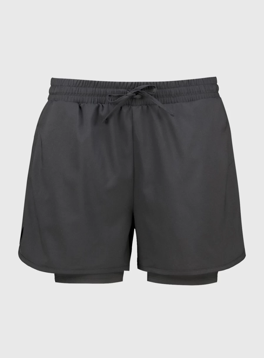 Tu Women's Active Black Double Layer Running Shorts - High Waist Workout Shorts for Women 24