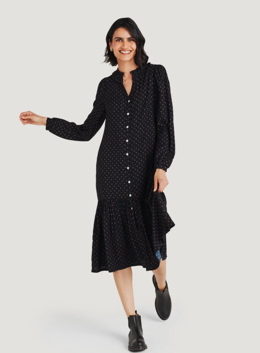 Thought Women's Acate Lenzing Ecovero Dobby Dress - Size 14 Sustainable Elegance