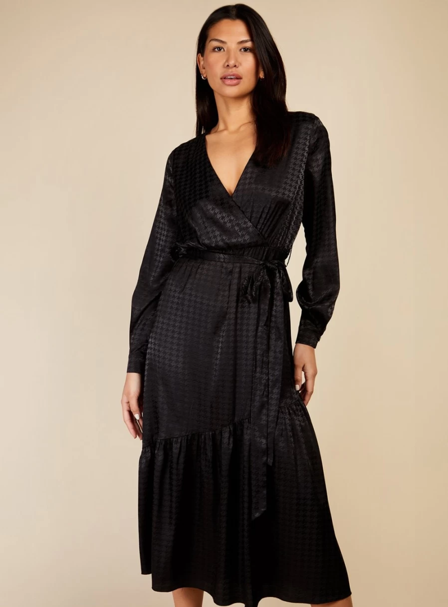 Vogue Williams Women's Houndstooth Print Midaxi Dress - Stylish 8-Layer Design
