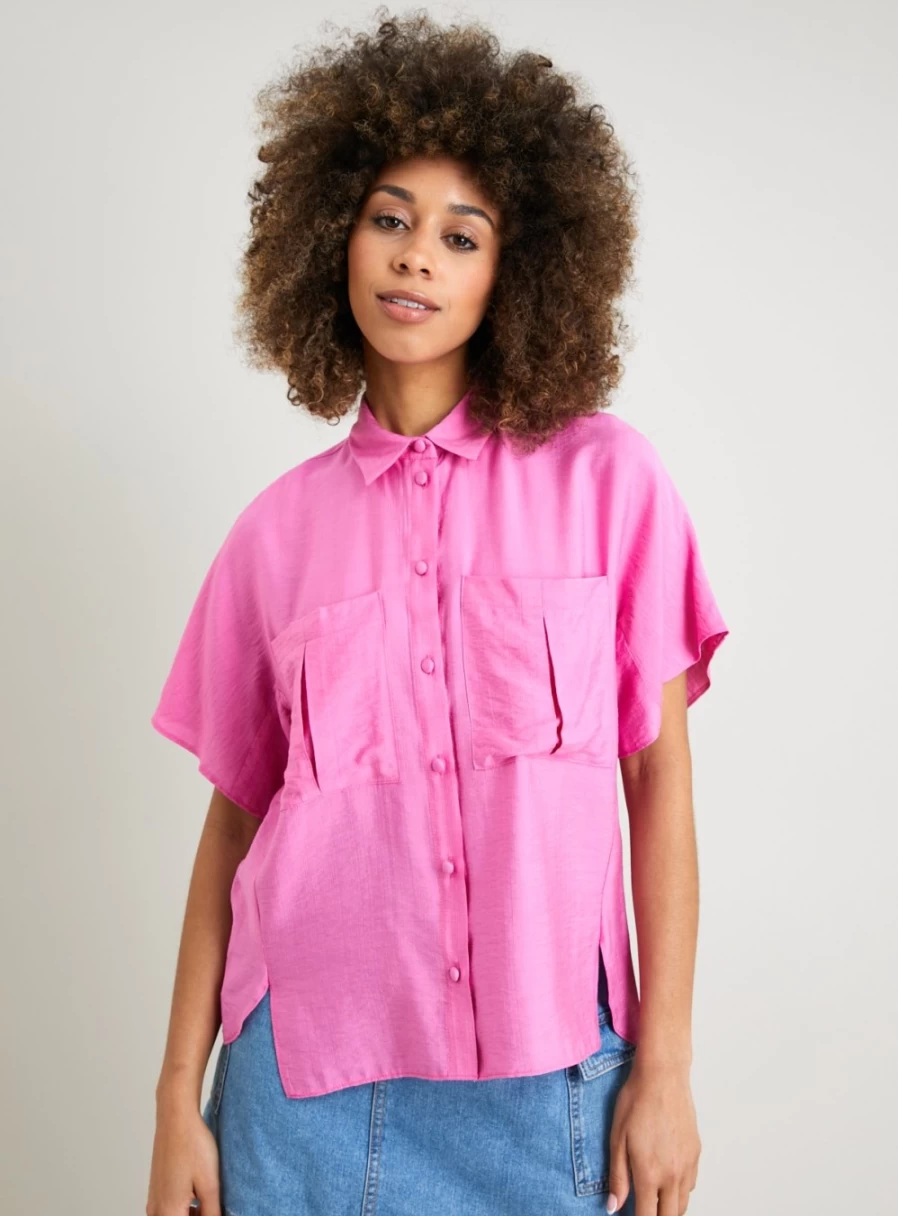 Tu Women's Pink Relaxed Fit Shirt - Comfortable Casual Top for Everyday Wear