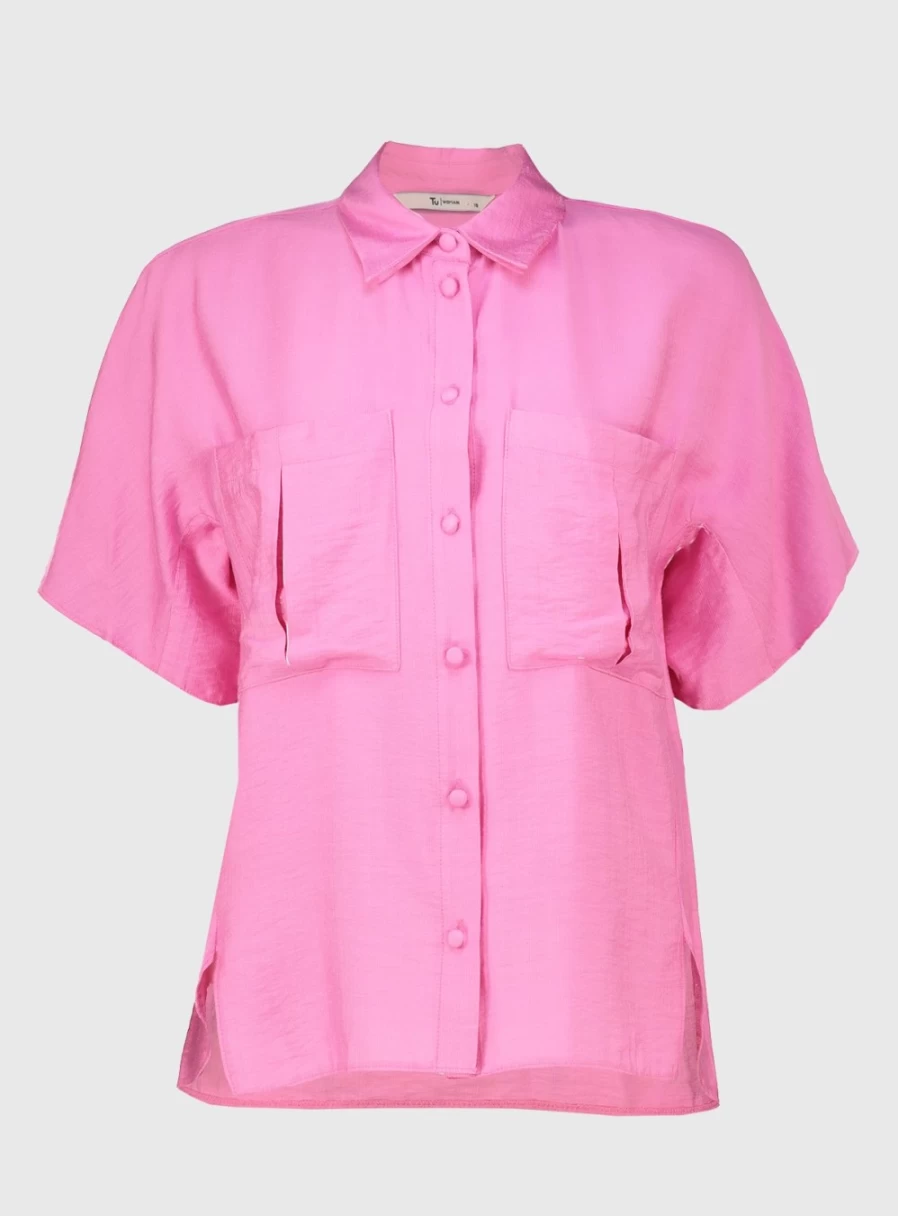 Tu Women's Pink Relaxed Fit Shirt - Comfortable Casual Top for Everyday Wear