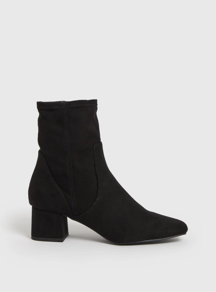 Tu Women's Black Faux Suede Chunky Heel Ankle Boots Fashion Knee High Booties