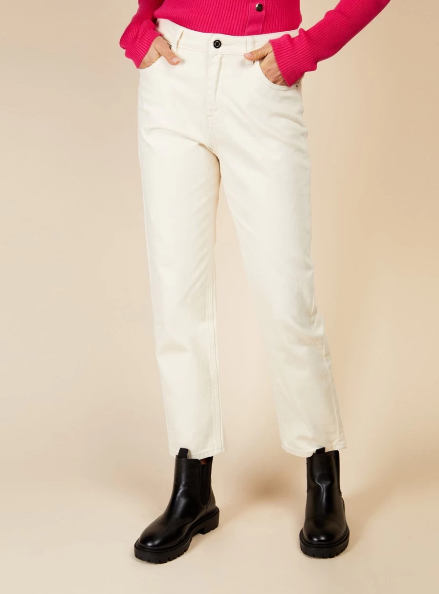 Vogue Williams Women's Cream Denim Jeans - Size 14 High-Quality Stretch Comfort Fit