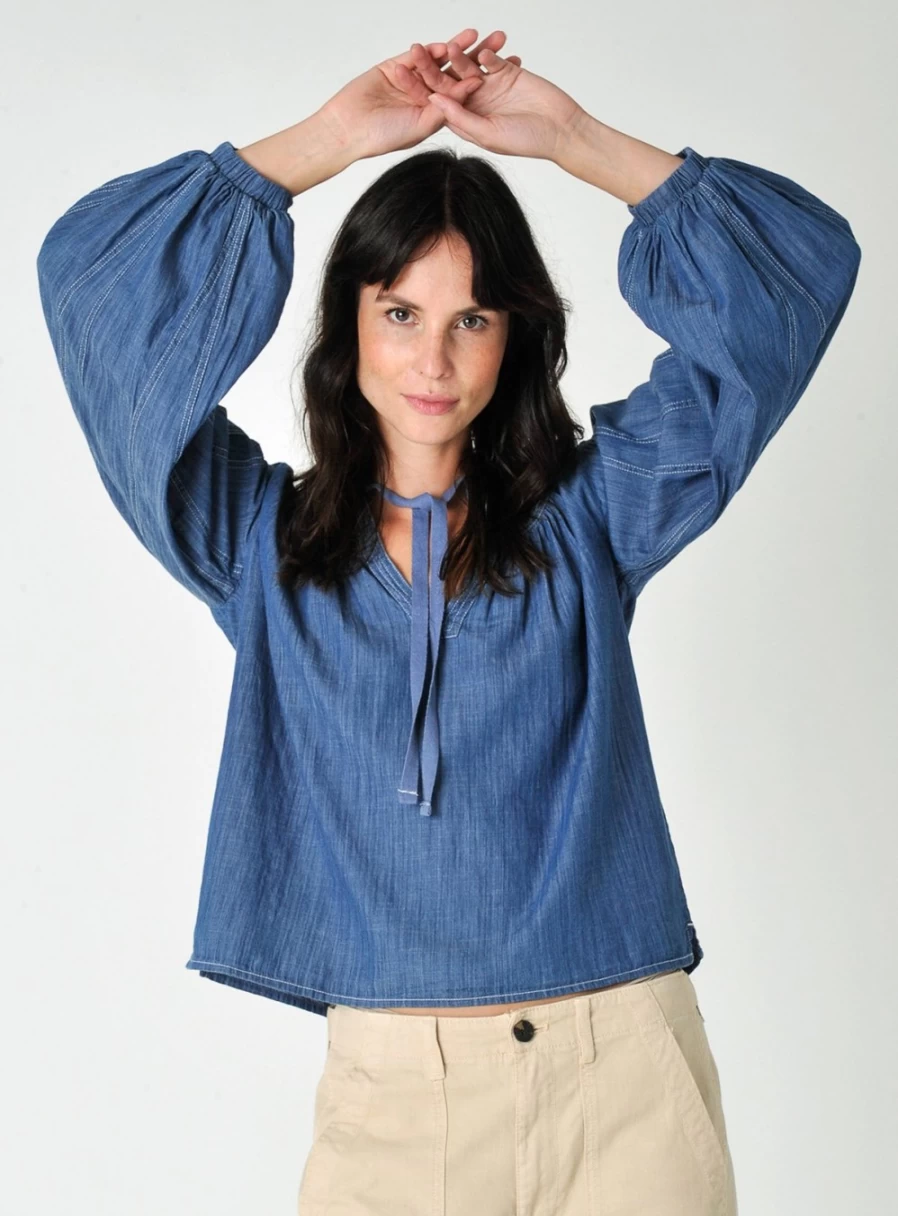 Burgs Women's Temple Chambray Blouse - Stylish Casual Shirt for Women