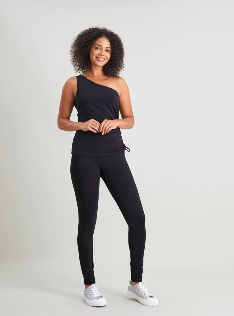 Tu Women's High-Waisted Black Tummy Control Leggings - Slimming Yoga Pants for Workout & Everyday Wear
