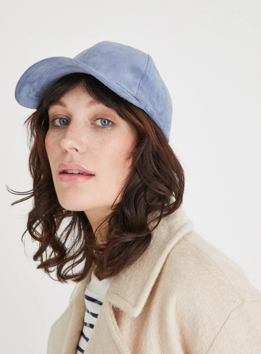 Tu Women's Blue Corduroy Cap - One Size Adjustable Stylish Hat for Women