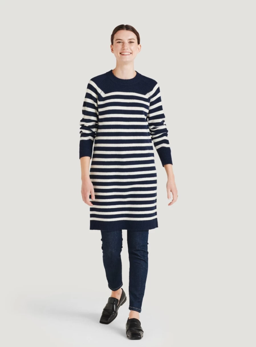 Thought Women's Celaeno Striped Lambswool Knit Dress - Cozy Winter Pullover Sweater Dress Size 16