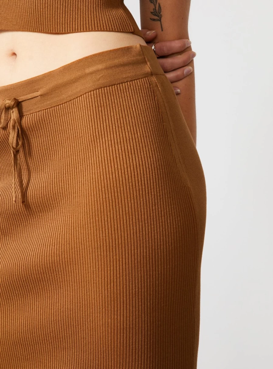"For All The Love Women's Brown Knitted Midi Skirt - Co-Ord Set Size 14"