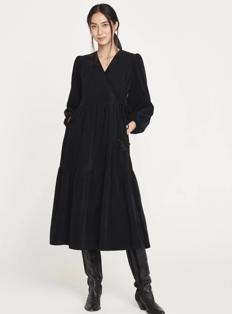 Thought Women's Milou Organic Cotton Corduroy Wrap Dress - Sustainable Fashion