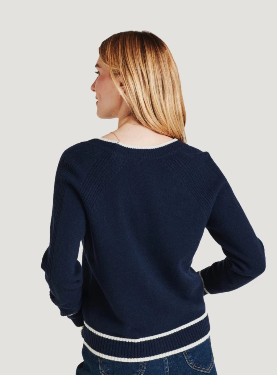 Thought Women's Celaeno Striped Lambswool Funnel Neck Sweater - Cozy Winter Knit Pullover