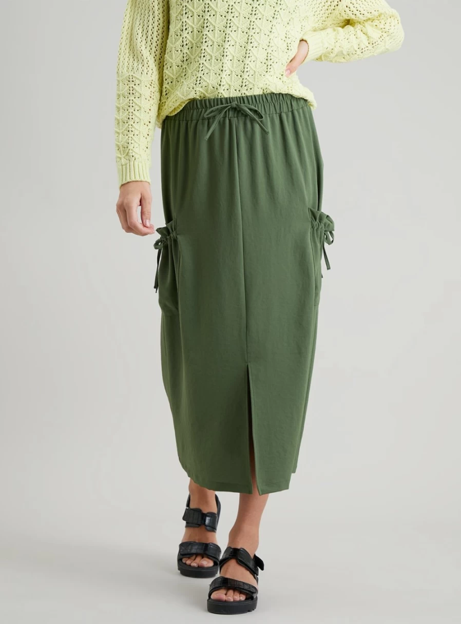 Women's Khaki Cargo Midi Skirt by Tu - Stylish Utility Design for Everyday Wear