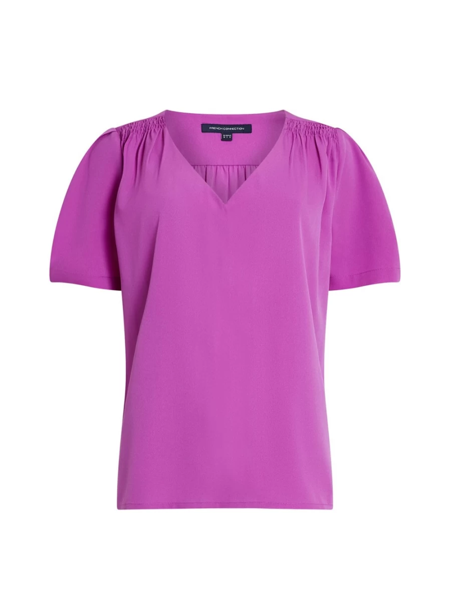 French Connection Women's Light V Neck Crepe Top S