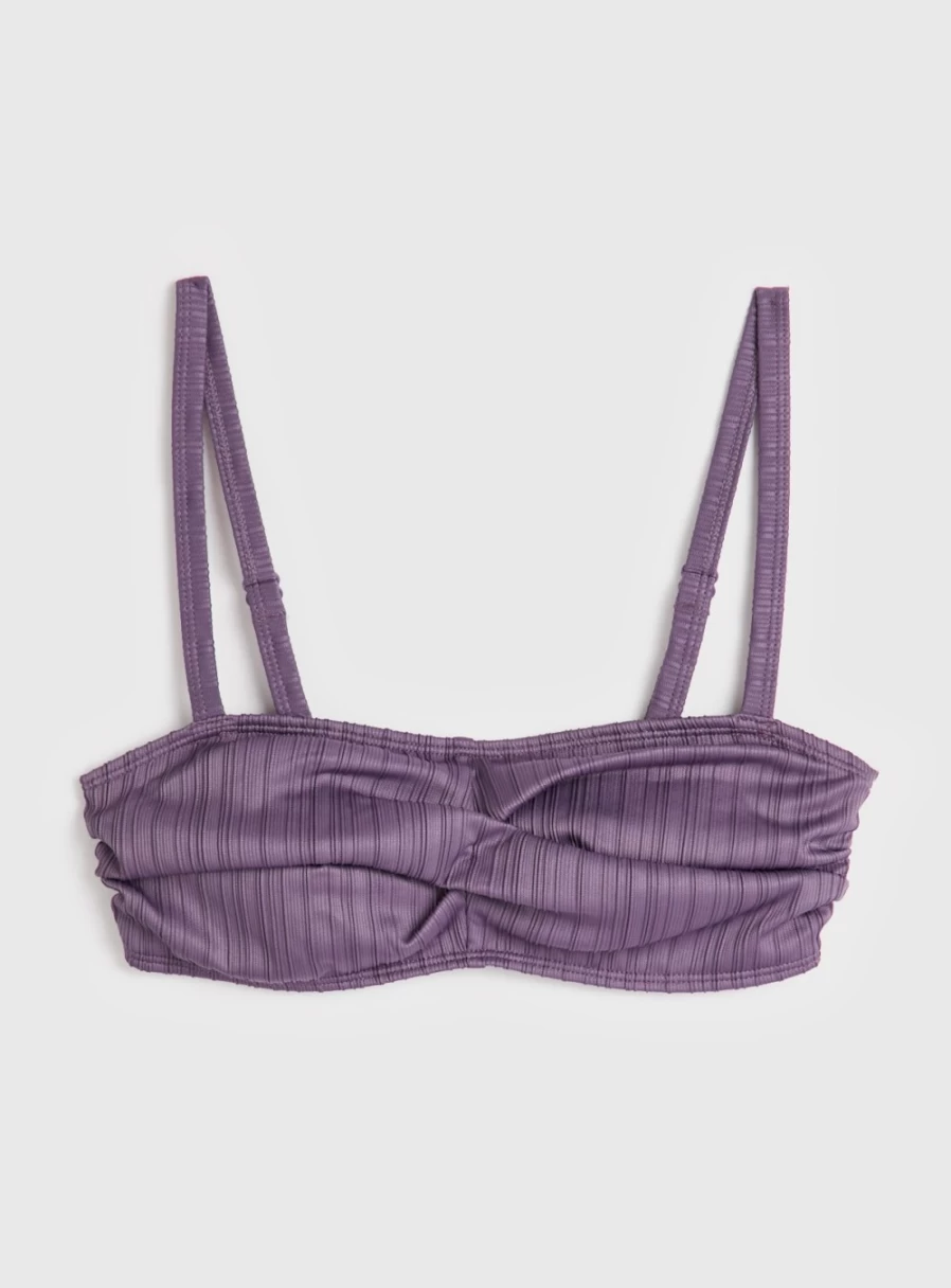 "Tu Women's Purple Twist Front Bandeau Bikini Top - Stylish Swimwear for Summer"